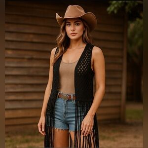 Women’s Boho Crocheted Fringe Vest